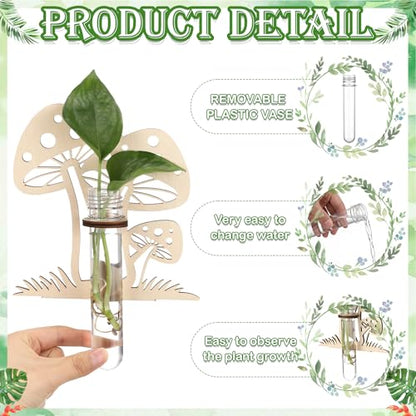 Set of 6 Mushroom Propagation Stations, Hanging Propagation Station and Wall Planters for Indoor Plants Wooden Hanging Planter, Boho Wall Decor Cute Indoor Small Plant Holder Gifts for Women