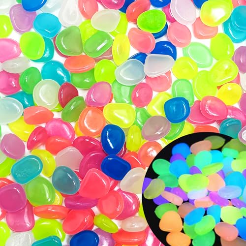 Glow in The Dark Fish Tank Rocks,Glowing Rocks Stones Resin Glow in Dark Pebbles for Outdoor Garden, Fish Tank, Aquarium, Landscaping,Driveway Decoration,Multi 2.2 Lb - color: 2-Multi, size: 2.2 LB