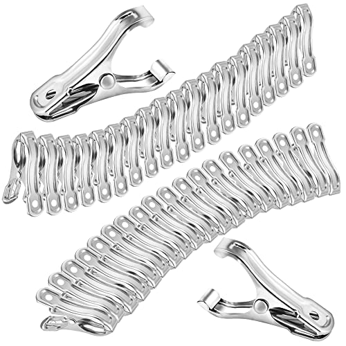 40Pcs Garden Clips for Netting, 2'' Metal Greenhouse Clamps to hoop | Stainless Steel Body, Strong Spring Grip Fits 3/8 to 3/4 Inch Poles, Securing Netting, Shade Cloth and Plant Covers to Frames