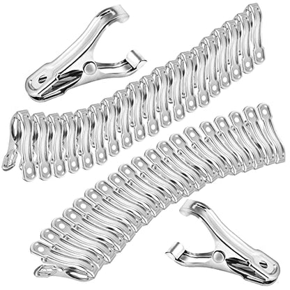 40Pcs Garden Clips for Netting, 2'' Metal Greenhouse Clamps to hoop | Stainless Steel Body, Strong Spring Grip Fits 3/8 to 3/4 Inch Poles, Securing Netting, Shade Cloth and Plant Covers to Frames