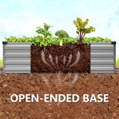 Vengarus 2PCS 10x3x1ft Galvanized Raised Garden Beds Kit,Planter Box Silver - color: Silver, size: 10x3x1FT(2PCS)