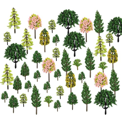55pcs Model Trees 1.18-2.16" Mixed Diorama Model Tree Colourful Flower Trees Grass Architecture Mini Trees for Crafts Building Model Railway Scenery Landscape Supplies (Style 04) - color: Style 4