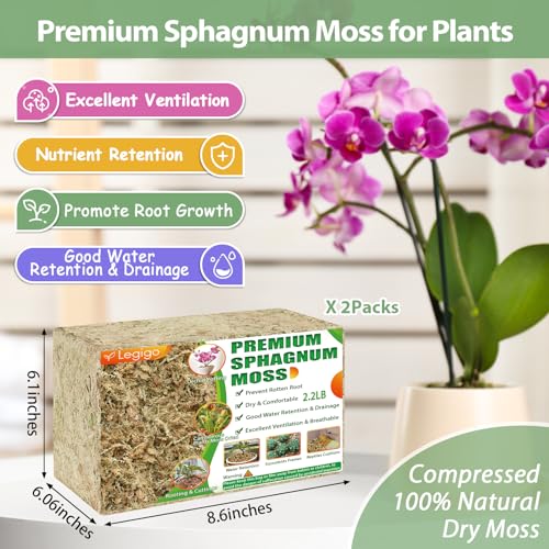 Legigo 4.4LB Sphagnum Moss for Plants- 80QT Natural Long Fibers Orchid Moss - size: 80 QT(4.4 lb)