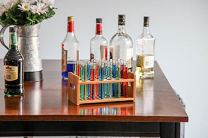 Lily's Home Bamboo Test Tube Vial Shot Glasses Holder Rack, Great as Pen Stand, Made from Bamboo with Built-In Handle, Rack Only, Glass Tubes NOT Included, 24 Tube Capacity (7/8" (22mm') Holes) - size: 24