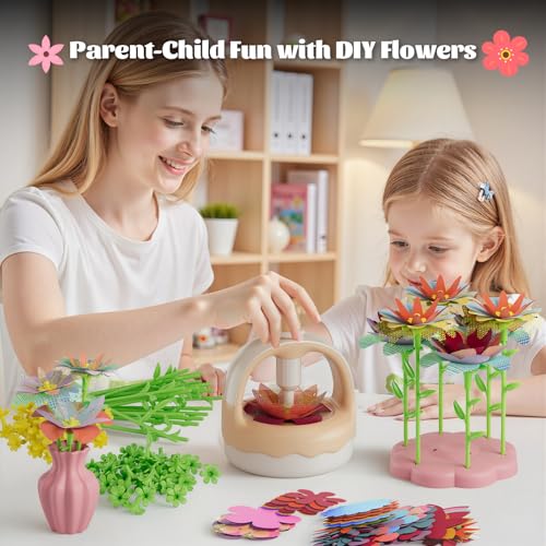 Fabric Flower Bouquet Craft Kit, DIY Arts & Crafts Toy for Kids, Creative Flower-Making Activity Set, Educational Preschool Toy, Perfect Birthday & Christmas Gift for Girls Ages 4 5 6 7 8+ (yellow) - color: yellow