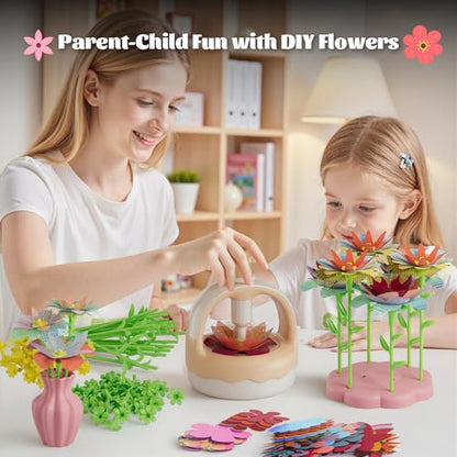 Fabric Flower Bouquet Craft Kit, DIY Arts & Crafts Toy for Kids, Creative Flower-Making Activity Set, Educational Preschool Toy, Perfect Birthday & Christmas Gift for Girls Ages 4 5 6 7 8+ (yellow) - color: yellow