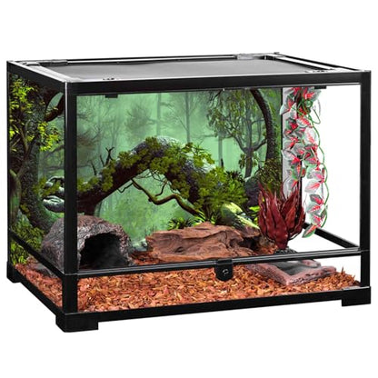 AWERT 36x20 inches Foggy Forest Terrarium Background Stone Green Tree Tropical Reptile Habitat Background Rainforest Aquarium Background Durable Polyester Background - size: 36x20in/90x50cm