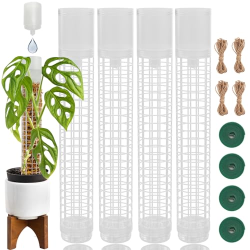 Jegu Self-Watering Moss Pole Plastic, 18.8 Inch Monstera Plant Support | Plastic Moss Poles for Climbing Plants,Stackable,Sphagnum,Tall, 4Pcs - size: 4PACK-Large