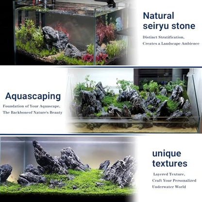Natural Rocks Seiryu Stones Aquariums Stones for Aquascaping, Aquariums, Terrariums, Vivariums Decorative Stone,Reptile Enclosures,Paludariums,and Gardens-10lb（2 to 7 inch） - size: 10Lb (2-7 inch)