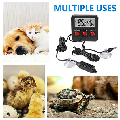 3Pcs Digital Thermometer and Humidity Thermometers Indoor and Outdoor Digital Temperature and Hygrometer Gauge with Probe for Reptile Terrarium Thermometer Pet Keeping - color: 3PCS