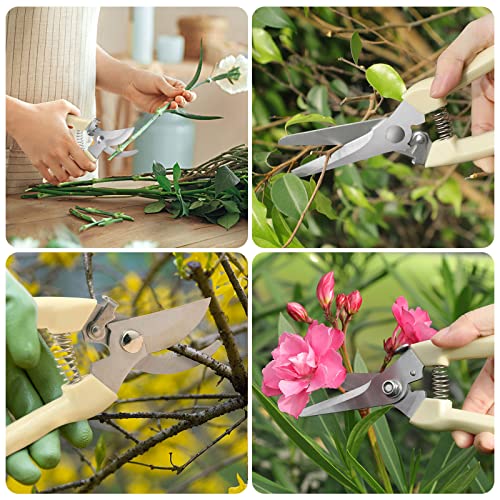 Premium garden shears, meperez pruning scissors gardening tools, pruners for flower, bushes, rose and fruit tree, use for florist, yard and orchard the plant clippers, sharp white steel anvil snips, 2 - style: Japanese