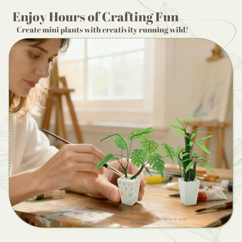 iLAND Crafts for Teens Girls Adult Women DIY Miniature Plants Craft Kits for Beginners Crafting Kits for Teens 14-16 Girls Mini Décor 1/12 Scale Accessories Making Set Crafty Gift Small