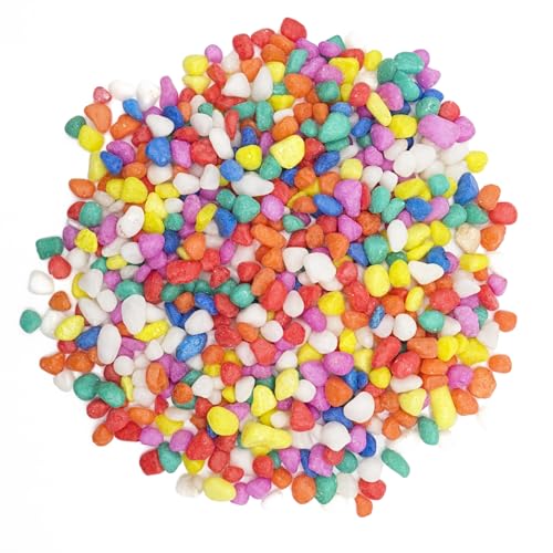 Mixed Color Pebbles for Crafts, 0.9 Pound Natural Polished Aquarium Gravel, Decorative Pebbles for Indoor Plants, Turtle Tank, Vase, Succulents Cactus, Garden Landscaping - color: Mixed Color, size: 0.9LB