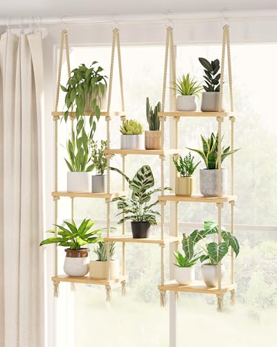 Bamworld Hanging Shelves 8Tiers Plant Hanger Indoor Window Plant Shelves - size: 8Tier