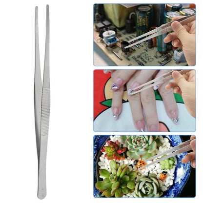 Bonsicoky 1 Pcs Tweezers Nipper, 12 Inch, Stainless Steel, Silver | Extra Long, For Aquarium, Crafts, Jewelry, Food and Horticulture - size: 12 Inch