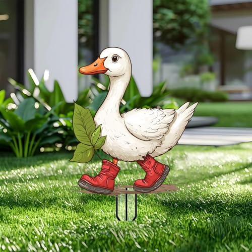 Duck Garden Stakes Decor Yard Acrylic - 2D Spring Garden Acrylic Sign Decoration, Yard Art, Gift for Nature Lovers, for Indoor & Outdoor Flower Pots, Yard, Mini Gardens & Lawn (5.9”x5.9”) Y59