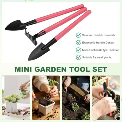 M METERXITY 1-Set Mini Gardening Tools, Stainless Steel Miniature Gardening Rake, Trowel, and Shovel for Seedlings/Bonsai/Succulents/Herbs/Terrariums and Planting, Mini Shovel [Pink] - color: Pink