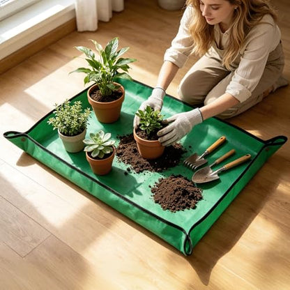 39.5” x 29.5” Large Repotting Mat for Indoor Plants - Waterproof Thickened PE Potting Mat with Buckles - Portable Foldable Plant Mat for Mess Control - Ideal Gardening Gifts for Plant Lovers