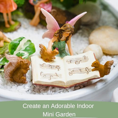 PRETMANNS Fairy Garden Accessories Fairies Figurines, 1 Item | Outdoor Indoor, Bonnie Miniature Fairy Garden Figurine with Squirrels, For Fairy Villages and Gardens