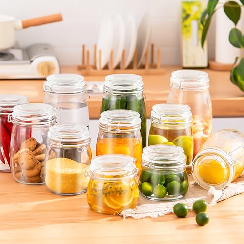 Glass Jar With Airtight Lid 24 OZ 3 Pack Airtight Food Storage Containers Leakproof Wide Mouth Canister For Coffee Beans, Sugar, Canning, Candy, Cereal, Pickle, Cookies, Dried Fruits - size: 24 OZ 3 Pack