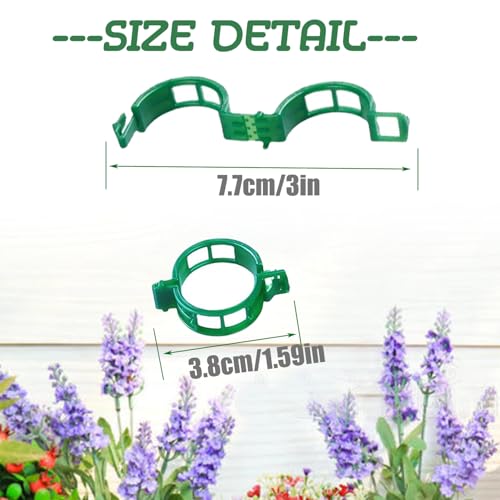 Plant Support Clips - Tomato Clips for String Trellis, 50pcs Grape Vine Clips for Fixing Stem and Vinefor Garden Netting Climbing Plants, Secured Plastic Plant Clip (50, Green) (50)