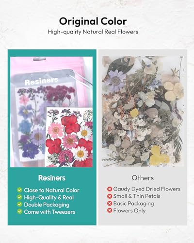 Dried Flowers, Resiners 100Pcs Pressed Flowers for Craft Real Natural Dried Flowers Dry Leaves Kit for DIY Making Crafts Resin Soap Candle Scrapbook Supplies Card Making Jewelry - color: Brilliant 100pcs