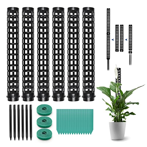 Moss Pole for Climbing Plants Monstera, Indoor Plant Supports, Plastic Moss Stick, Plant Stake for Garden, Extension Aid Climbing Rob (Black, 6pcs 10inch) - color: Black, size: 6pcs 10inch
