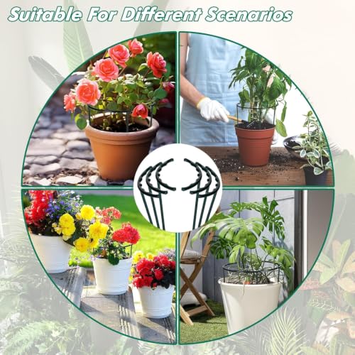 Mwellewm Plant Stakes Small Plant Supports for Indoor Plants Holder Sticks | 20 Pcs Half Round, Plant Rings, Plastic Cage, Short Stem, Flower Pot Climbing Trellis,for House Vegetable Outdoor 5.7x5.9Inch - size: 5.7 x 5.9inch 20Pcs