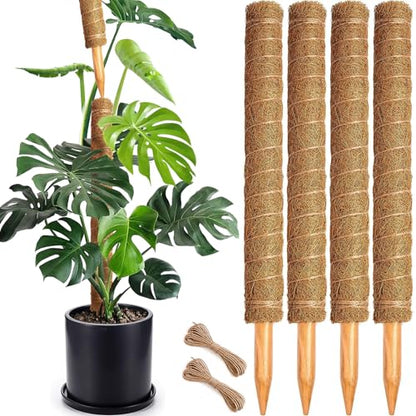 Soupiar 4 Pack 22 Inch Stackable Moss Pole - Thick & Sturdy Natural Coir Totem Plant Support & Garden Stakes for Monstera & Pothos, Indoor Climbing Vining Houseplants, 70" H Max - color: 4 × 22 Inch