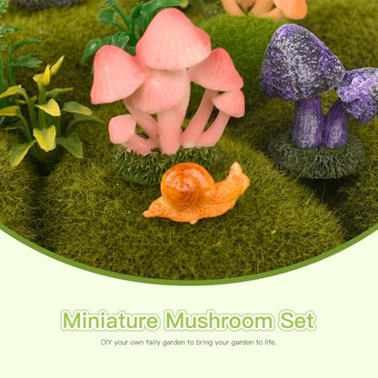 Miniature Resin Mushroom, Mini Snail Figurine Fairy Mushroom Figurines Miniature Fairy Garden Mushroom Decor for Micro Moss Landscape Statues Craft