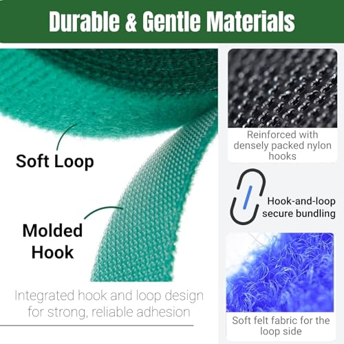 32.8 Ft Green Garden Tie, Twist Ties for Plants 1/2", Reusable Adjustable Plant Tape, Garden Ties for Climbing Plants, Plant Supports for Tomato Vines Peppers Rose Bushes Indoor Outdoor (1 Roll) - size: 1 Roll