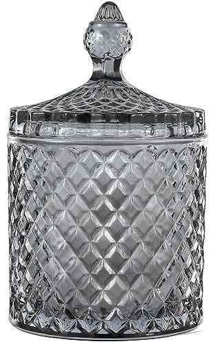 rejomiik Qtip Holder Apothecary Jars with Lid, Thick Glass, Gray - color: Grey, size: 23 oz (1 pack)