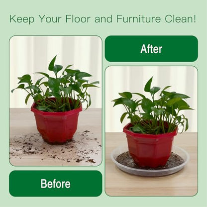 6 Pack Plant Saucers of 12 Inch, Clear Plastic Plant Trays for Pots Indoor Outdoor, Round Durable Sturdy Plant Water Catcher Tray for Drainage Decoration Protection