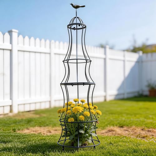 42" Obelisk Trellis for Climbing Plants, Durable Outdoor Support | Garden Decoration for Roses, Bougainvillea, Vines & Potted Plants - Easy to Install Plant Accessories for Indoor Gardening - size: 42" x 11"
