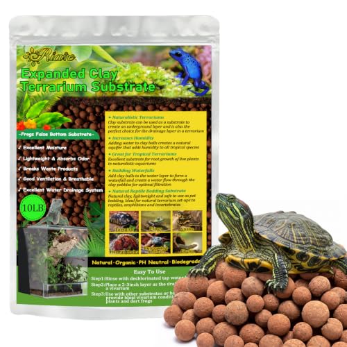 Riare 10LBS Organic Expanded Clay Balls Terrarium Substrate for Reptiles - color: 10LB