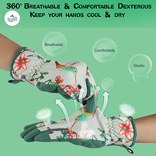 Gardening Gloves for Women, Garden glove, Garden Gifts for Gardener - size: Medium, style: A-hummingbird