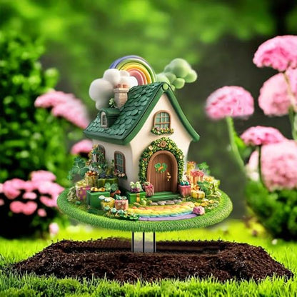 House Garden Stakes Decor Yard Acrylic - 2D Spring Garden Acrylic Sign Decoration, Yard Art, Gift for Nature Lovers, for Indoor & Outdoor Flower Pots, Yard, Mini Gardens & Lawn (5.9”x5.9”) Y34