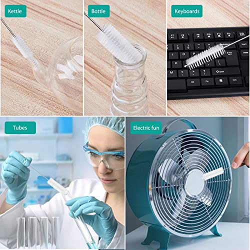 CiaraQ Bottle Cleaning Brushes, 8 Inch Nylon Tube Brush Set, Cleaner for Narrow Neck Bottles Cups with Hook, Set of 10pcs. (Pack of 2) - color: White, size: 8.0 Inch (10pcs) (Pack of 2)