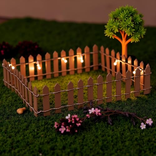 1Pc 35 Inches Brown Mini Fairy Garden Fence, Micro Landscape Miniature Ornaments for Dollhouse, Crafts, Diorama Project, Plant Pot DIY