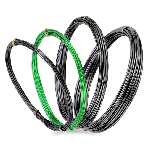 Bonsai Wire Kit 4 Rolls, 64Ft Aluminum Bonsai Training Wire Set | Bonsai Wire Set for Holding Branches 1.0MM, 1.5MM, 2.0MM - color: 16 Ft × (Green+Black)