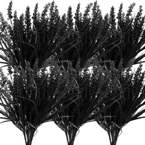 RECUTMS Fake Black Plants 14.6" UV Resistant Halloween Faux Outdoor Flowers - color: Black