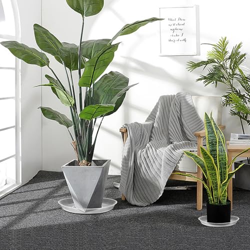 OUPSAUI 4 Pack Clear Plant Saucer 4 6 8 10 12 14 16 18 20 22 Inch Plant Trays for Pots, Plastic Extra Large Planter Saucers for Outdoors Indoors, Drip Catcher Water Tray for Plants (12 Inch) - size: 12"