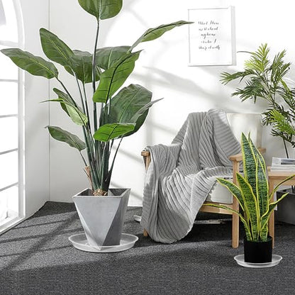 OUPSAUI 4 Pack Clear Plant Saucer 4 6 8 10 12 14 16 18 20 22 Inch Plant Trays for Pots, Plastic Extra Large Planter Saucers for Outdoors Indoors, Drip Catcher Water Tray for Plants (12 Inch) - size: 12"