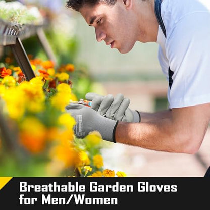 COOLJOB 12/60 Pairs Safety Work Gloves Pack Bulk with Grip PU Coating - color: Grey, size: Small (Pack of 12)