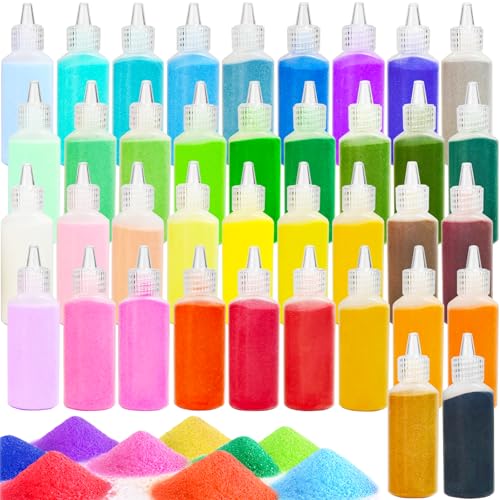 Panxxsen 38PCS Colored Art Sand Kit, 1.25oz Bottles DIY Craft Set for Adults, Scenic Terrarium Sand for Art Projects, Home Décor, Wedding Decorations, and Relaxing Creative Activities - size: 38 PCS