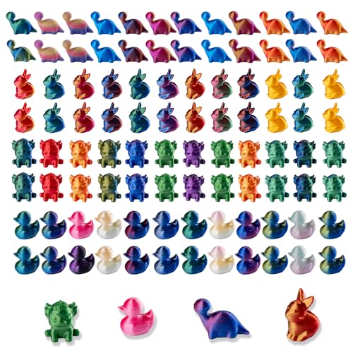 100Pc Mini 3D Printed Animal Statue Contains 3D Printed Ducklings Giraffes Rabbits and Flowering Cows Garden Bonsai House Decorations Collectibles - style: 100pc-3d animals
