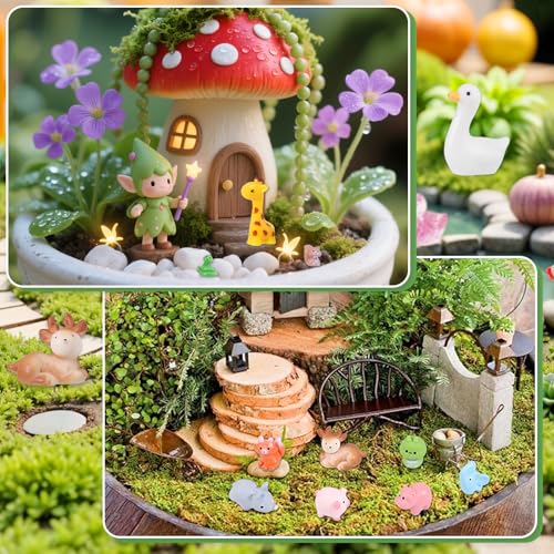 Fairy Garden Accessories, 50 Pcs Mini Resin Animals Miniature Figurines | Resin Figures 50 Styles Small Resin Tiny Animals for Garden Accessories Outdoor Landscape Miniatures Dollhouse Home Decor