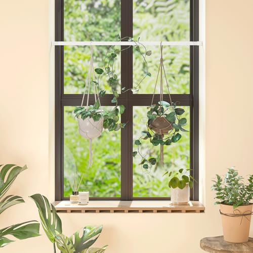 Bamworld Window Plant Hanger Indoor Adjustable Hanging Planters - color: White