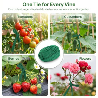 2 Pack Stretch Soft Garden Plant Ties for Indoor & Outdoor Plants, Garden Twine, Gardening Tape, Tree Support, Stretchy Trap for Trees,Flowers,Green Soft Ties for All Plants All Gardeners