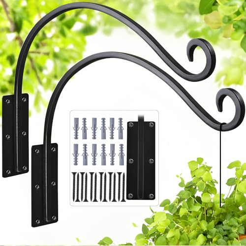 Heavy Duty 16 Inch Plant Hangers Bracket Outdoor 2 Pack Bird Feeder Hanger - size: 16in-2Pack
